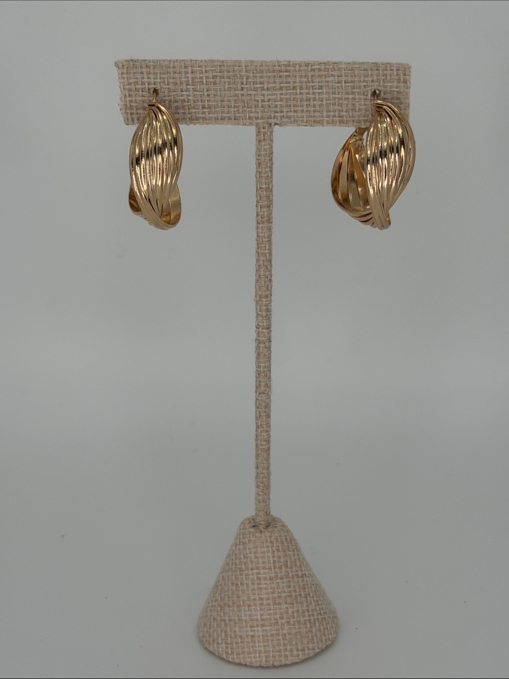 Polished Gold Twisted Hoop Earrings - Women Jewelry